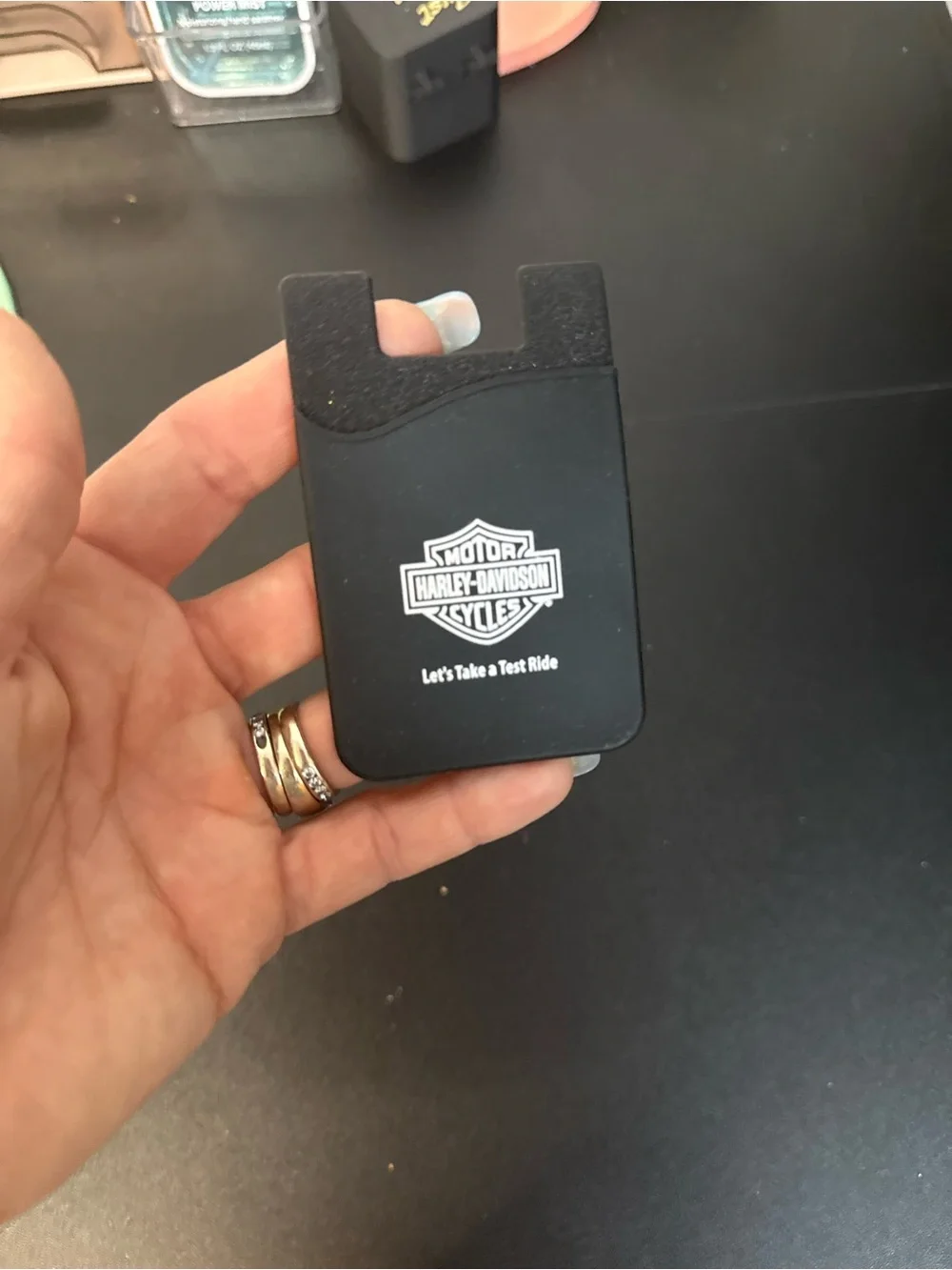 Harley-Davidson Black Silicone Phone Card Holder with White Logo